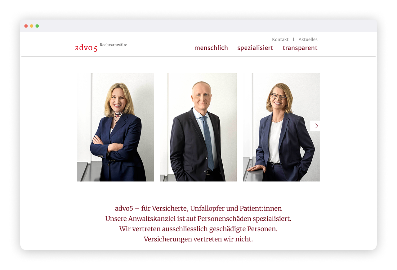 Advo 5 Rechtsanwälte, Barrierefreies Webdesign